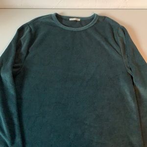 Zara forest green lightweight crew sweater - L